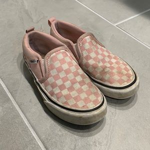 vans slip ons pink checkerboard